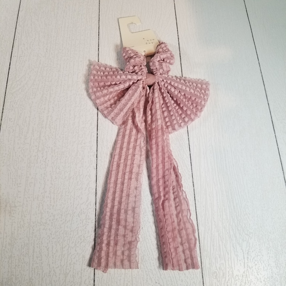 A New Day Pink Lace Bow Hair Tie NWT
